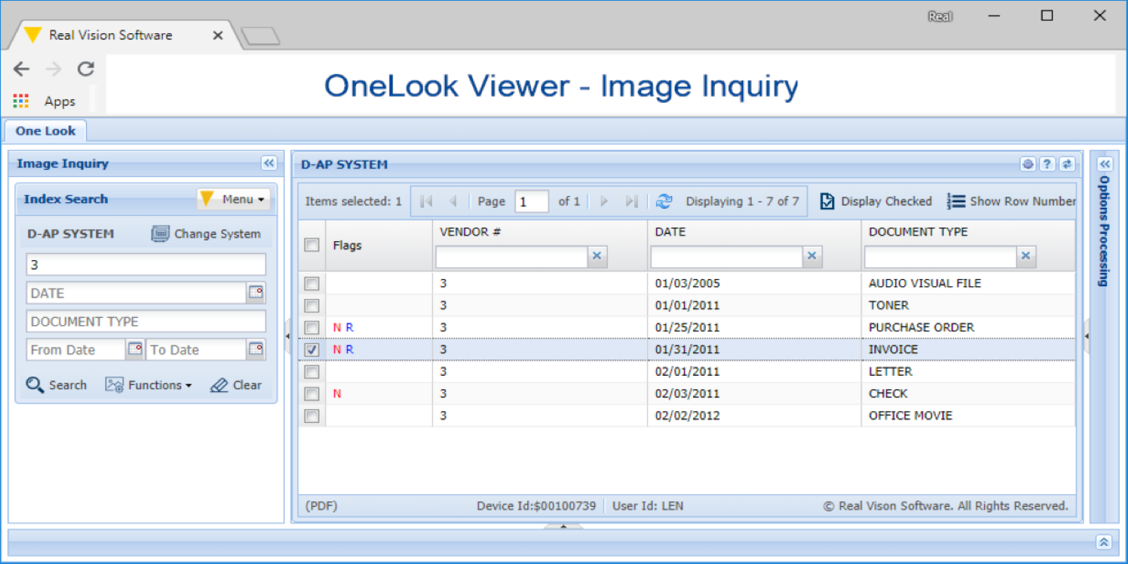 Real Vision Software Onelook Application